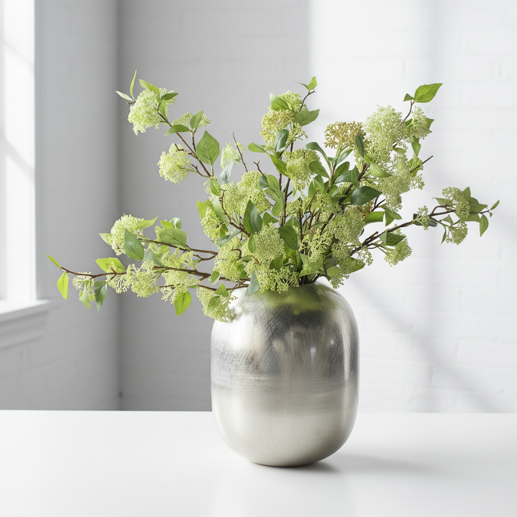 Silver Aluminum Vase | Modern Decorative Flower Vase