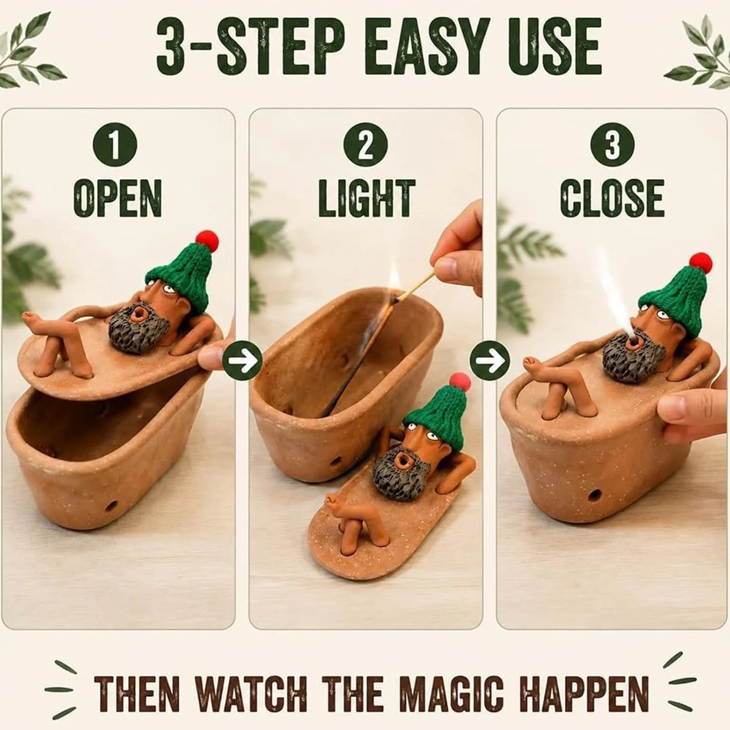 Handmade Bathtub Incense Burner - Creative Clay Smoke Effect Incense Holder
