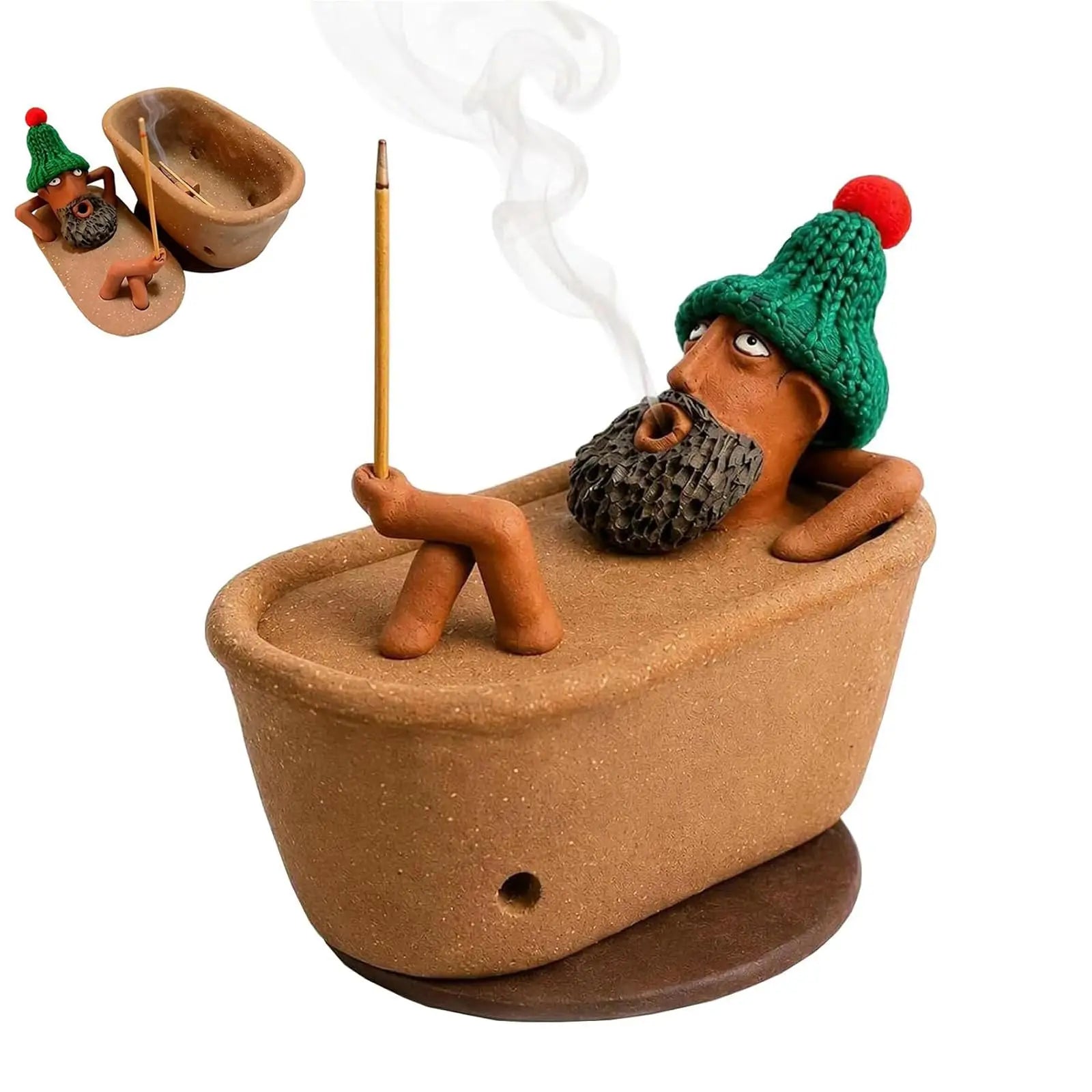 Handmade Bathtub Incense Burner - Creative Clay Smoke Effect Incense Holder
