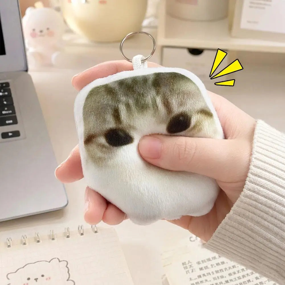 Portable OMG Cat Squeeze Talking Cat For Bag Cat Voice Keychain Plush Stress Relief with Sound Funny Bag Pendant Charm Gift