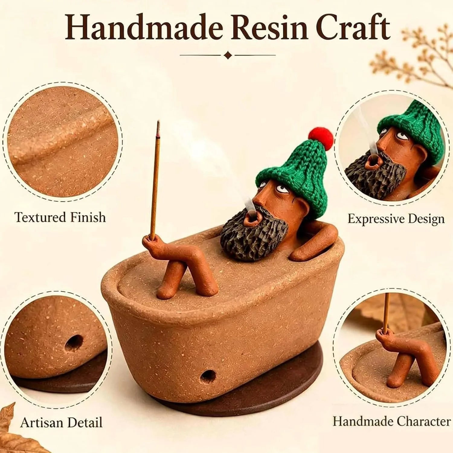 Handmade Bathtub Incense Burner - Creative Clay Smoke Effect Incense Holder