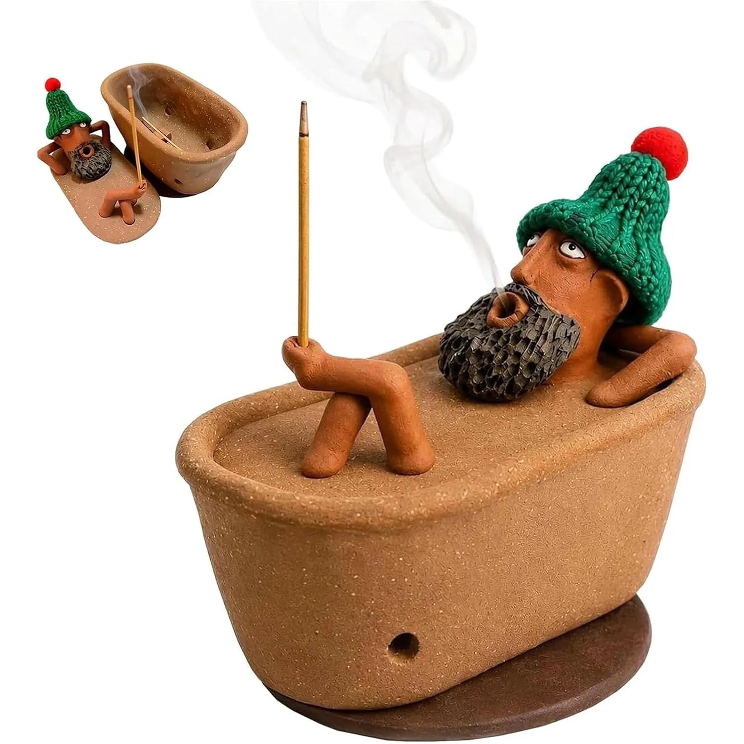 Handmade Bathtub Incense Burner - Creative Clay Smoke Effect Incense Holder
