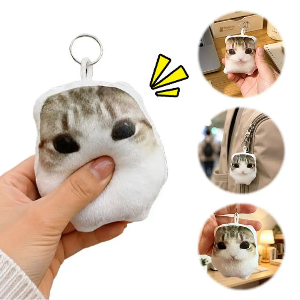 Portable OMG Cat Squeeze Talking Cat For Bag Cat Voice Keychain Plush Stress Relief with Sound Funny Bag Pendant Charm Gift