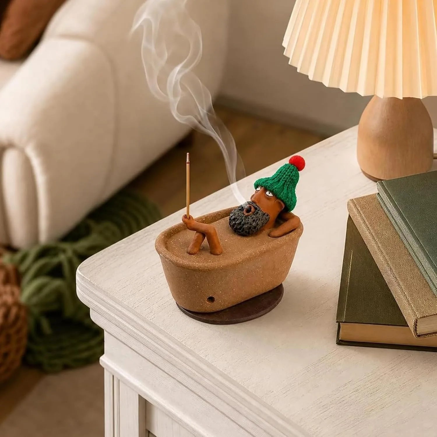 Handmade Bathtub Incense Burner - Creative Clay Smoke Effect Incense Holder